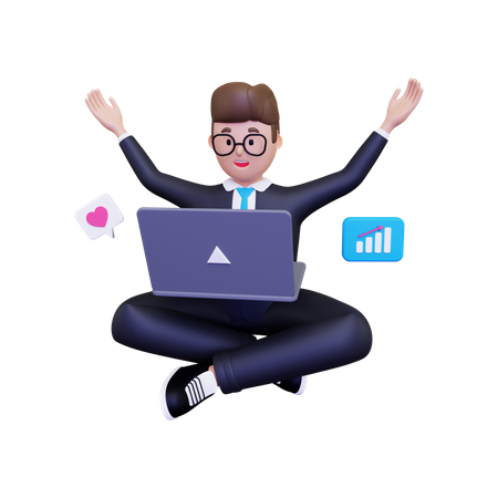 Homme d'affaires travaillant sur l'analyse  3D Icon