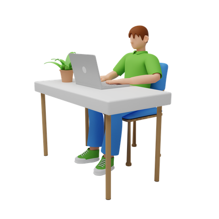 Homme d'affaires travaillant sur ordinateur  3D Icon