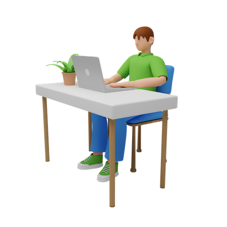 Homme d'affaires travaillant sur ordinateur  3D Illustration