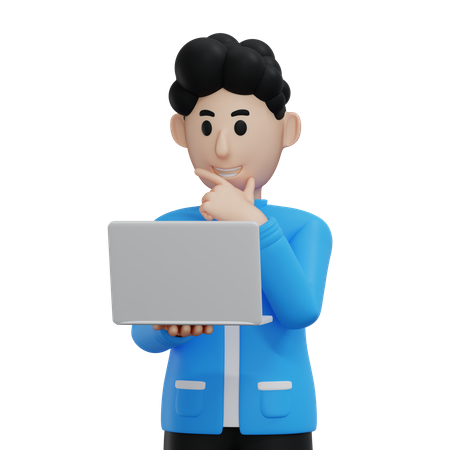 Homme d'affaires travaillant sur un ordinateur portable  3D Icon