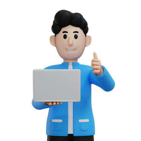 Homme d'affaires travaillant sur un ordinateur portable  3D Icon