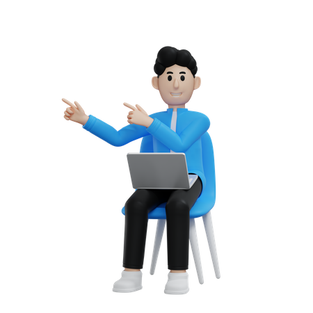 Homme d'affaires travaillant sur un ordinateur portable  3D Icon