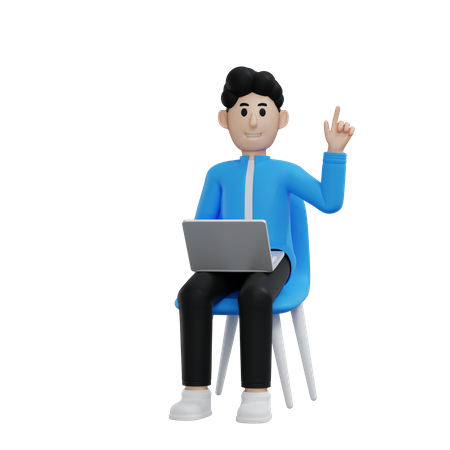 Homme d'affaires travaillant sur un ordinateur portable  3D Icon