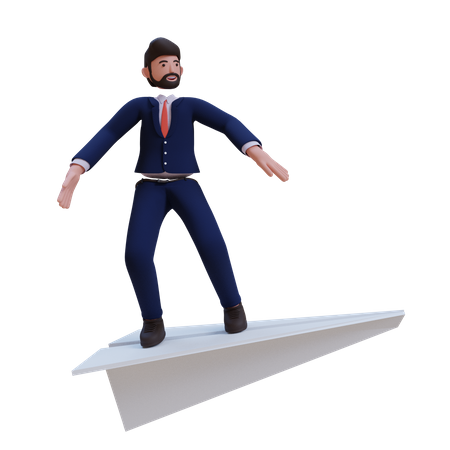 Homme d'affaires travaillant au démarrage  3D Illustration