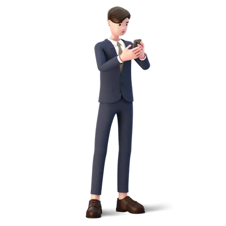 Homme d'affaires utilisant le téléphone  3D Illustration