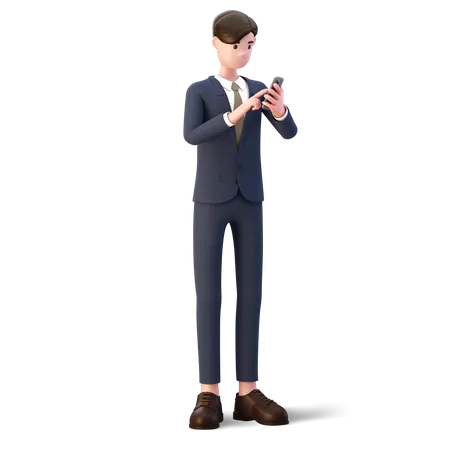 Homme d'affaires utilisant le téléphone  3D Illustration