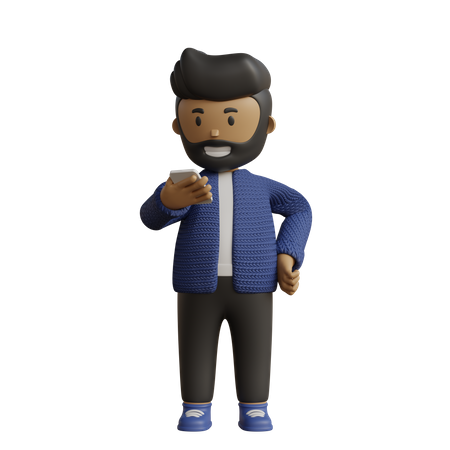 Homme d'affaires utilisant le téléphone  3D Illustration