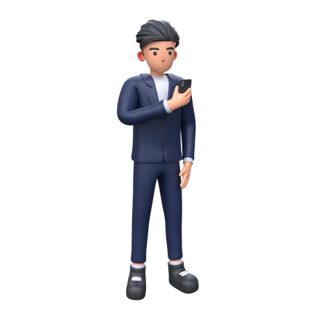 Homme d'affaires utilisant le téléphone  3D Illustration