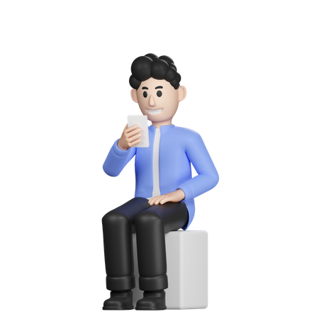 Homme d'affaires utilisant un mobile  3D Illustration
