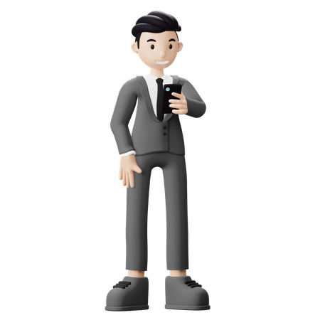 Homme d'affaires utilisant un smartphone  3D Illustration