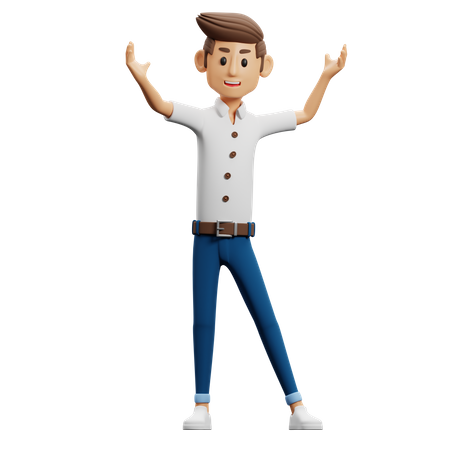 Homme en pose de victoire  3D Illustration