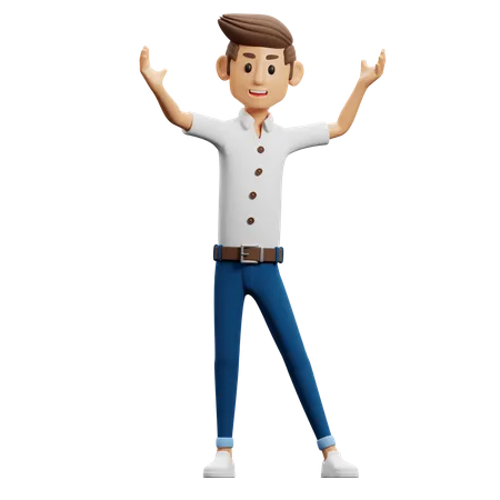 Homme en pose de victoire  3D Illustration