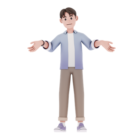 Homme dans une pose confuse  3D Illustration