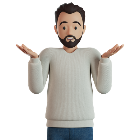 Homme dans une pose confuse  3D Icon