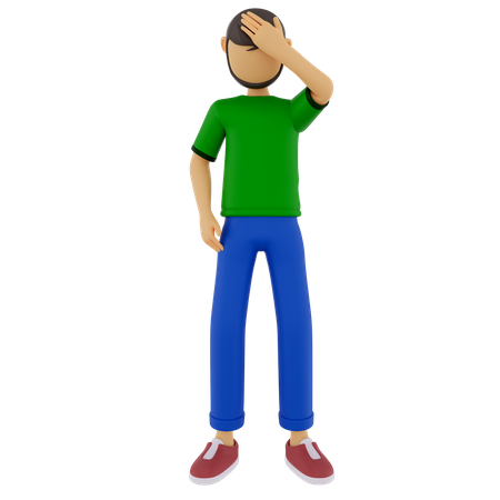Homme dans une pose confuse  3D Icon