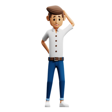Homme dans une pose d'inquiétude  3D Icon