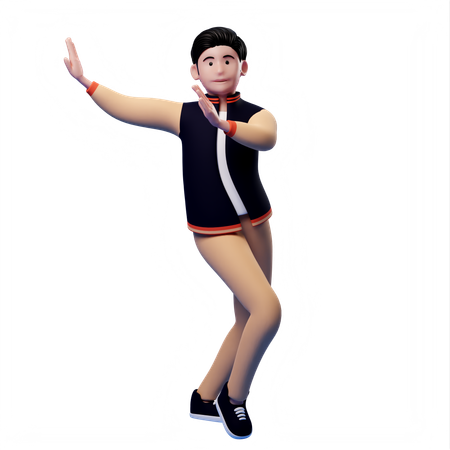 Homme dansant de bonne humeur  3D Illustration