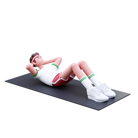 Homme de remise en forme faisant s'asseoir  3D Illustration