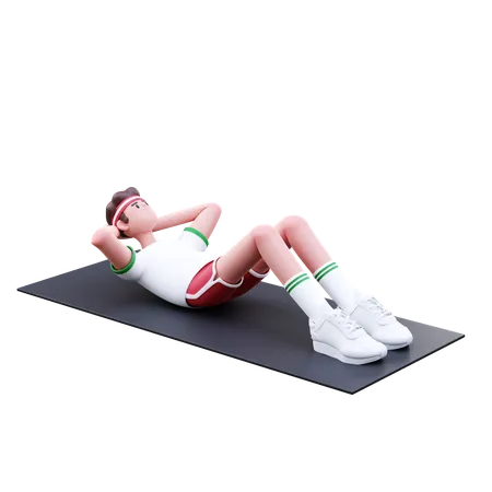 Homme de remise en forme faisant s'asseoir  3D Illustration