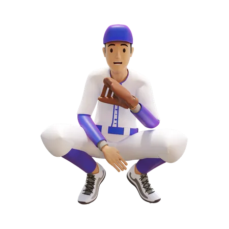 Homme de sport faisant du baseball  3D Illustration