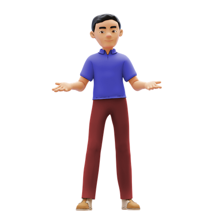 Homme debout à bras ouverts  3D Illustration