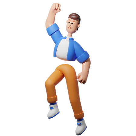 Homme debout tout excité  3D Illustration