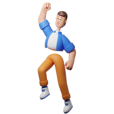 Homme debout tout excité  3D Illustration