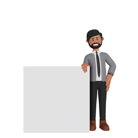 Homme debout avec tableau blanc  3D Icon