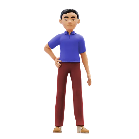 Homme debout avec une main sur la taille  3D Illustration