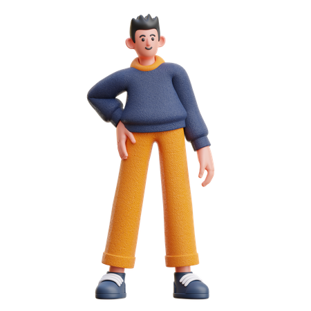 Homme debout avec une main sur la taille  3D Illustration