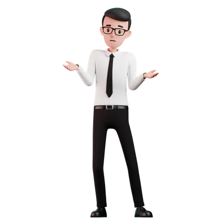 Homme debout dans la confusion  3D Illustration