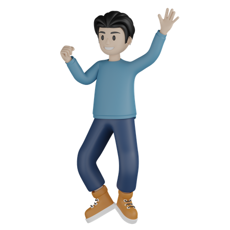 Homme debout et dit bonjour  3D Illustration