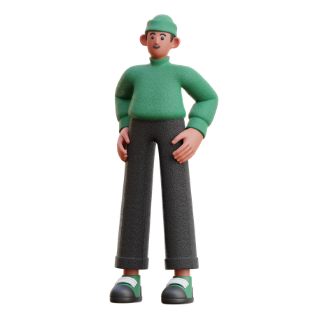 Homme debout pose  3D Illustration