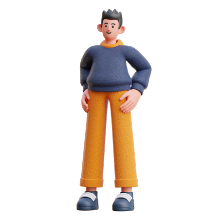 Homme debout pose  3D Illustration