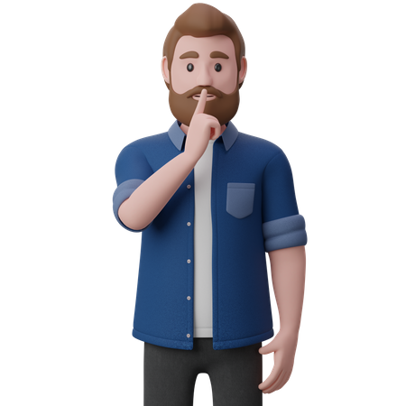 Homme demandant de se taire  3D Illustration