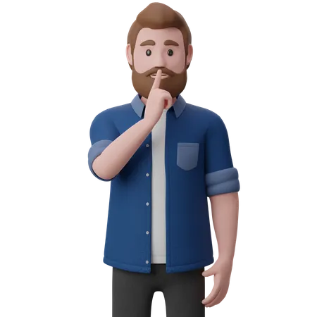 Homme demandant de se taire  3D Illustration