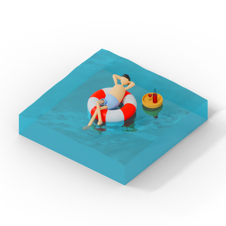 Homme relaxant dans la piscine  3D Illustration