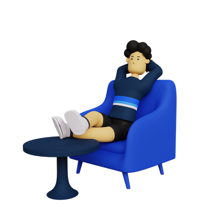 Homme relaxant sur un canapé  3D Illustration