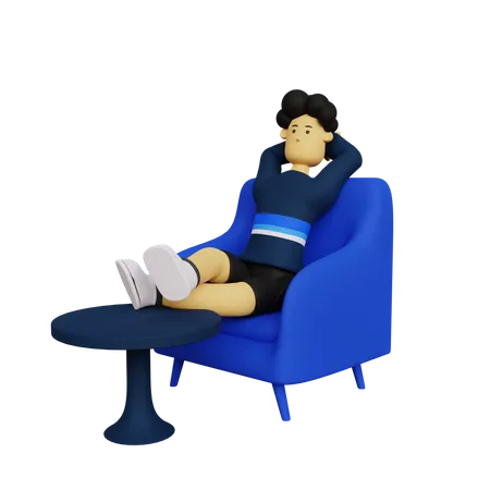 Homme relaxant sur un canapé  3D Illustration