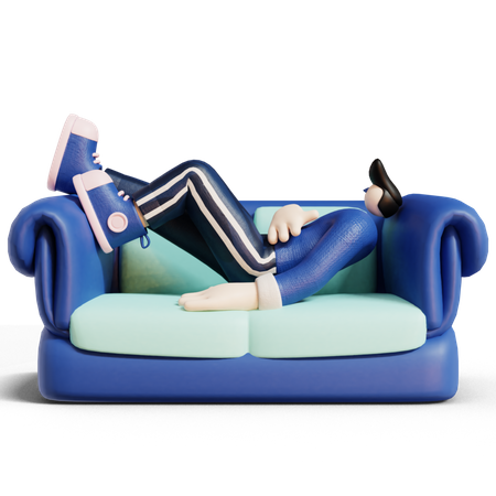 Homme relaxant sur un canapé  3D Illustration