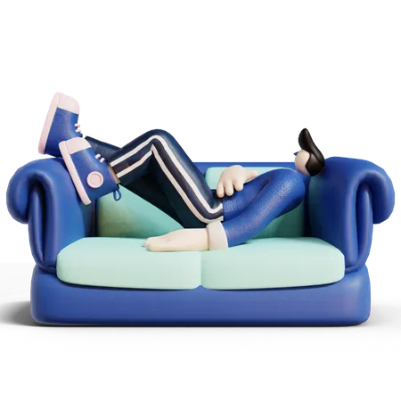 Homme relaxant sur un canapé  3D Illustration