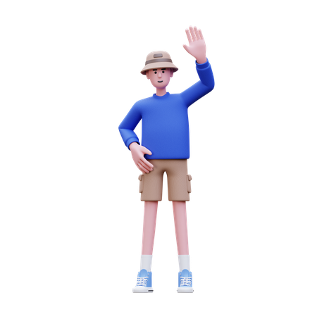 Homme qui dit bonjour  3D Illustration