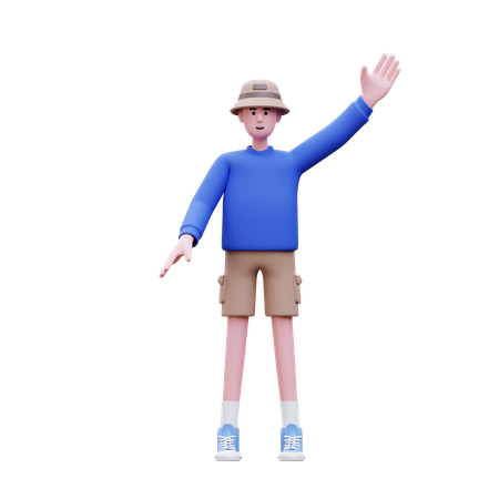 Homme qui dit bonjour  3D Illustration