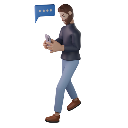 Homme discutant sur smartphone  3D Illustration
