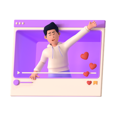 Homme faisant des publicités vidéo  3D Illustration