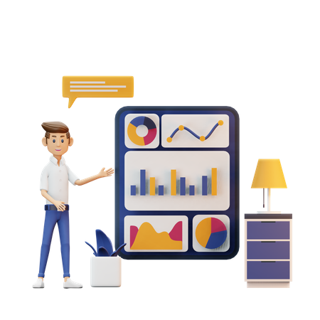Homme donnant une analyse Présentation  3D Icon
