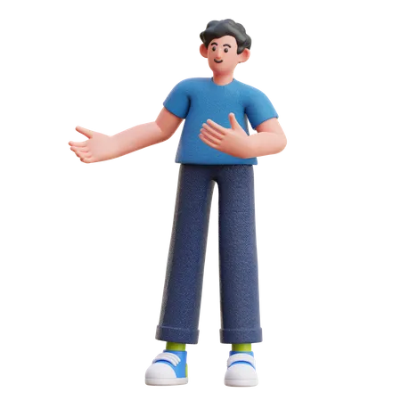 Homme donnant une introduction  3D Illustration