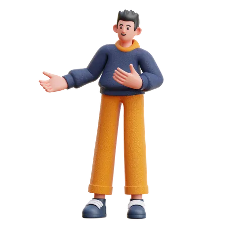 Homme donnant une introduction  3D Illustration