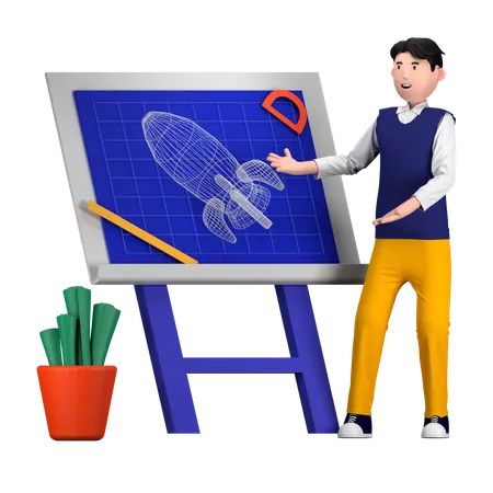 Homme Donnant Un Plan Présentation  3D Illustration