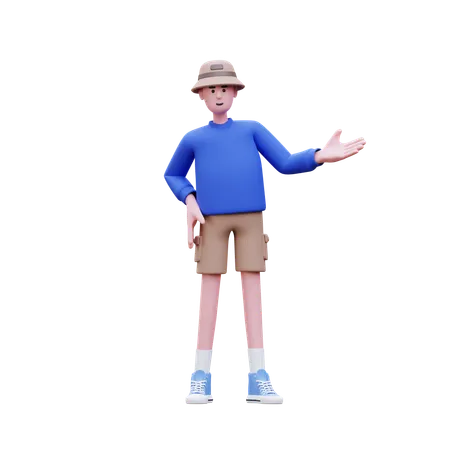 Homme faisant une présentation  3D Illustration